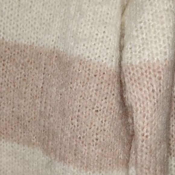 AMERICAN EAGLE Jegging Fit Cream Pink Striped Wool Blend Oversized Tunic Sweater - Picture 4 of 10
